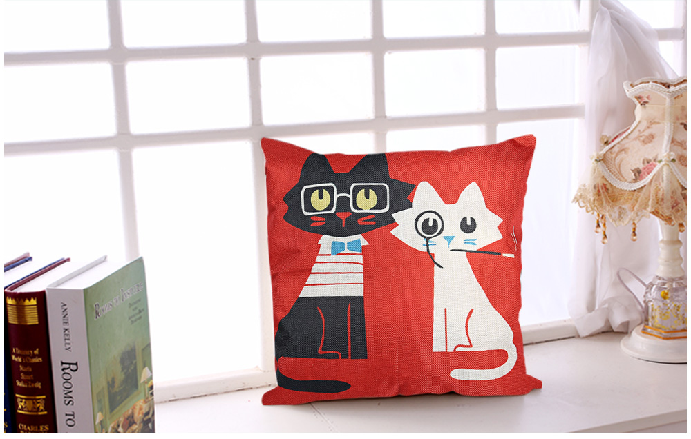 Cat Kitten Animal Cotton Pillow Cushion Cover Home Decor