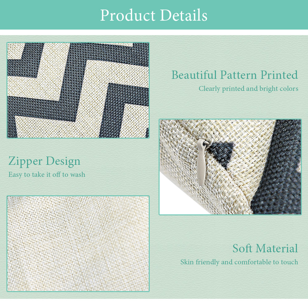 Geometric Pattern Cotton Linen Pillow Cushion Cover Home Decor