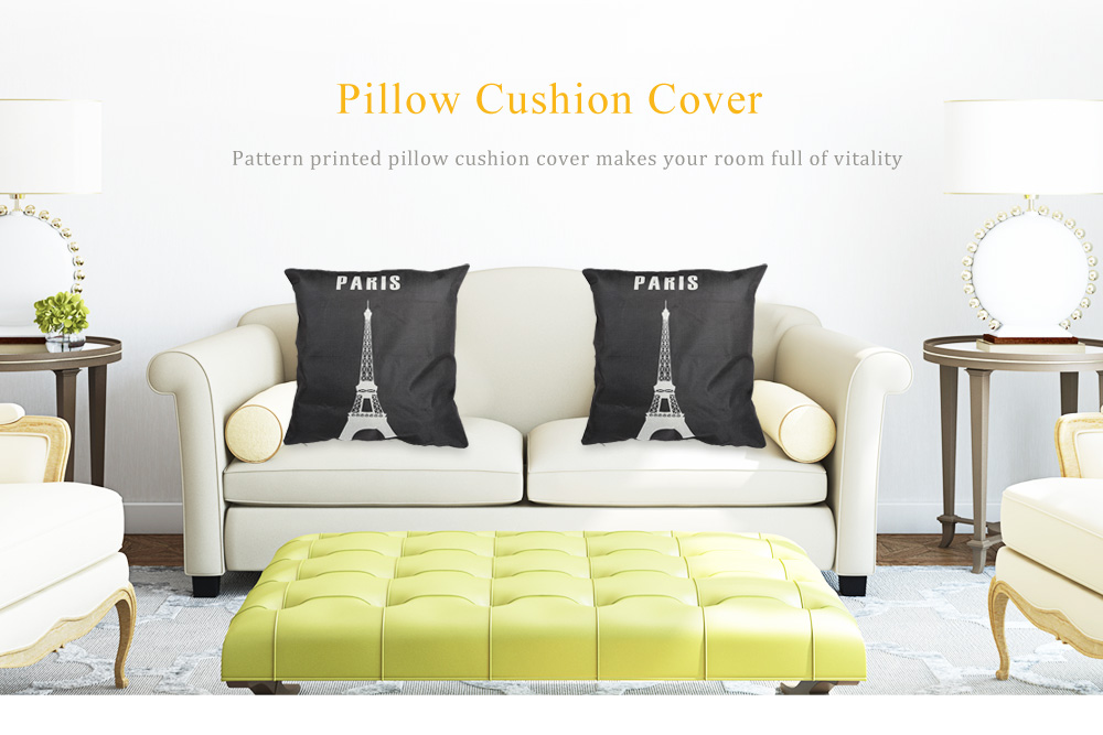 Eiffel Tower Cotton Linen Pillow Cushion Cover Home Decor