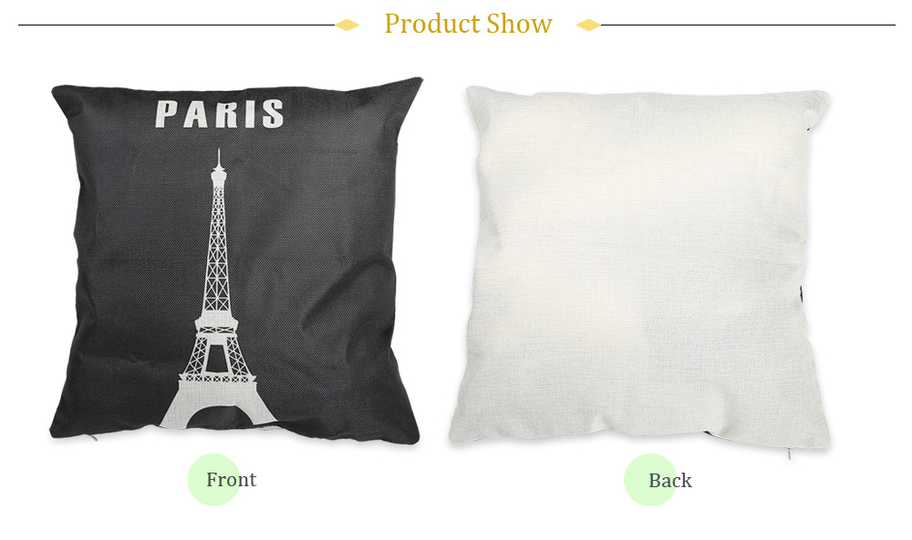 Eiffel Tower Cotton Linen Pillow Cushion Cover Home Decor
