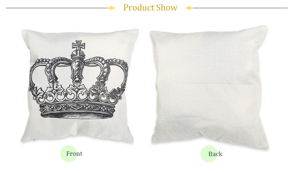 Crown Pattern Cotton Linen Pillow Cushion Cover Home Decor Crown Pattern Cotton Linen Pillow Cushion Cover Home Decor