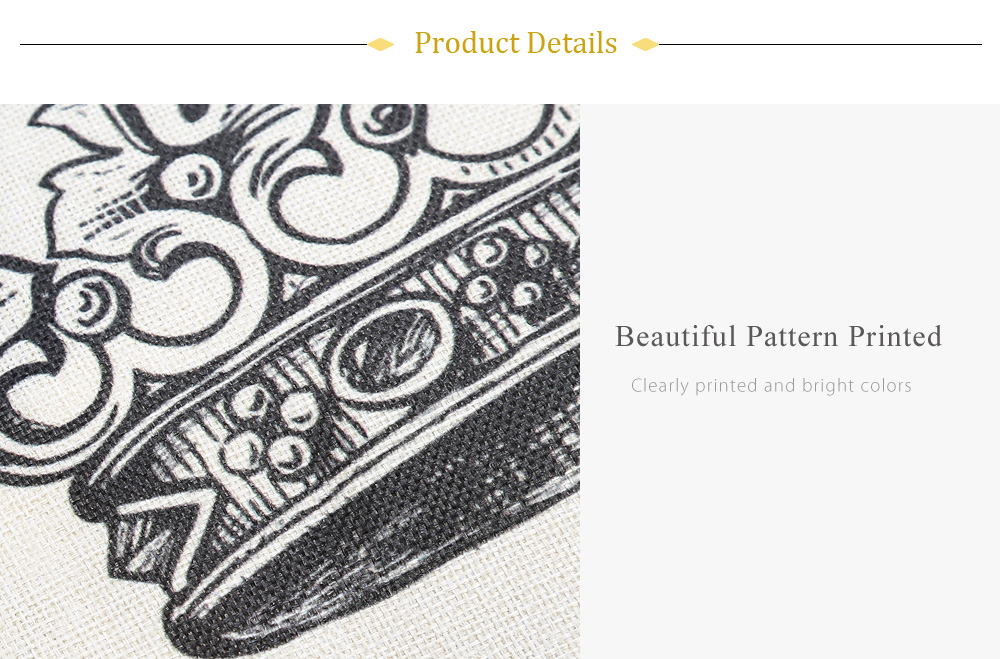 Crown Pattern Cotton Linen Pillow Cushion Cover Home Decor Crown Pattern Cotton Linen Pillow Cushion Cover Home Decor