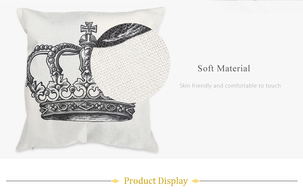 Crown Pattern Cotton Linen Pillow Cushion Cover Home Decor Crown Pattern Cotton Linen Pillow Cushion Cover Home Decor