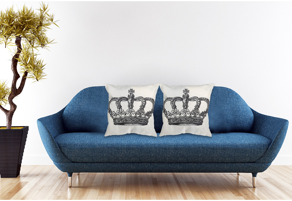Crown Pattern Cotton Linen Pillow Cushion Cover Home Decor Crown Pattern Cotton Linen Pillow Cushion Cover Home Decor