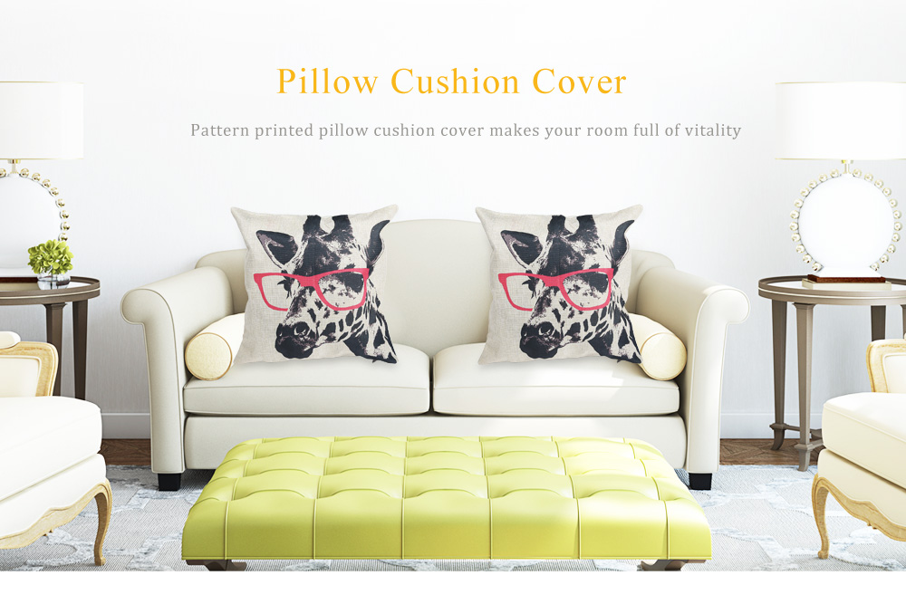 Glasses Giraffe Cotton Linen Pillow Cushion Cover Home Decor Glasses Giraffe Cotton Linen Pillow Cushion Cover Home Decor