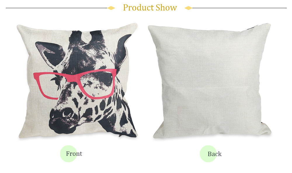 Glasses Giraffe Cotton Linen Pillow Cushion Cover Home Decor Glasses Giraffe Cotton Linen Pillow Cushion Cover Home Decor