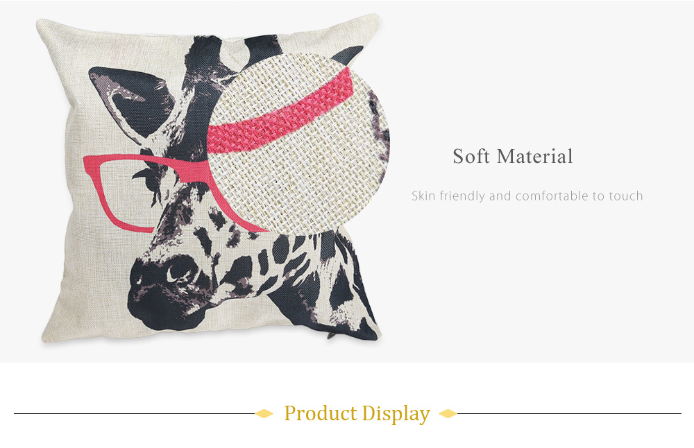 Glasses Giraffe Cotton Linen Pillow Cushion Cover Home Decor Glasses Giraffe Cotton Linen Pillow Cushion Cover Home Decor