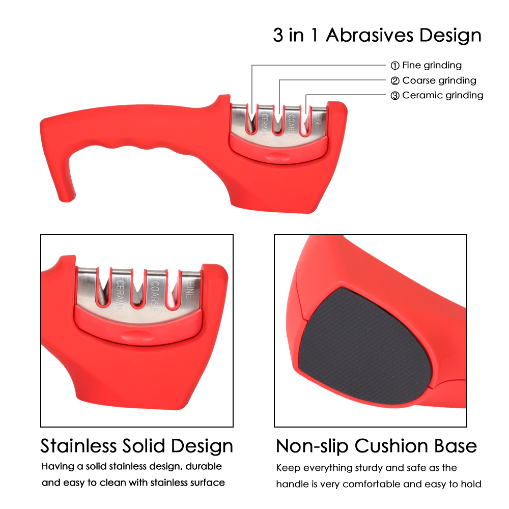 ZHAOLIDA Unique Cutting 3 in 1 Stainless Steel Knife Sharpener Ceramic Whetstone Manual Tool ZHAOLIDA Unique Cutting 3 in 1 Stainless Steel Knife Sharpener Ceramic Whetstone Manual Tool