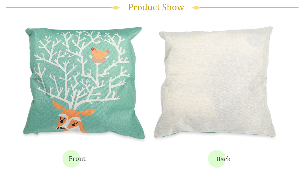 Deer and Bird Pattern Linen Pillow Cushion Cover Home Decor Deer and Bird Pattern Linen Pillow Cushion Cover Home Decor