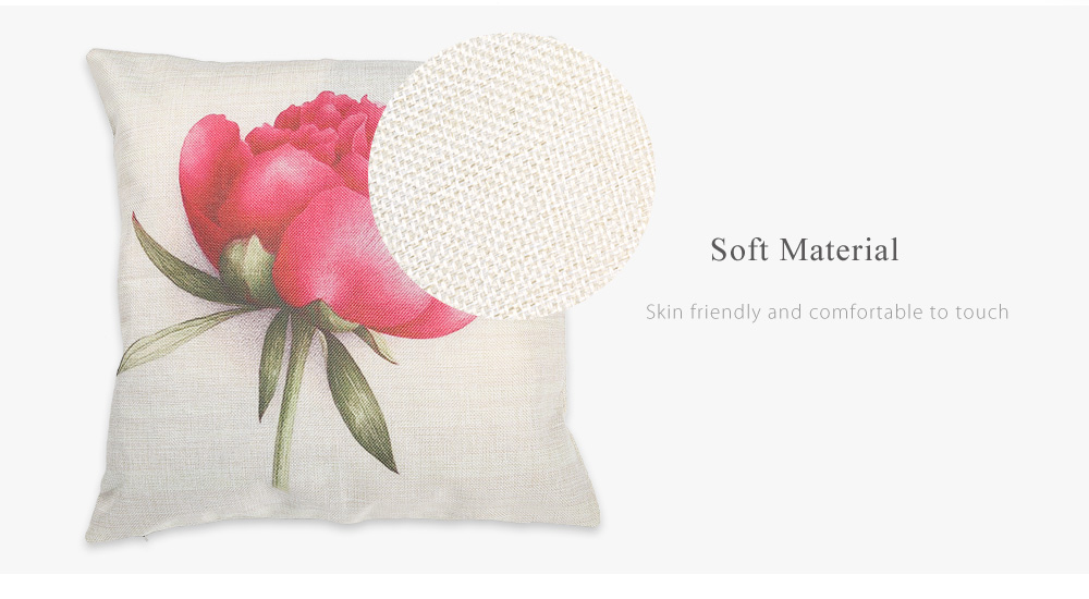 Rose Flower Pattern Cotton Linen Pillow Cushion Cover Home Decor