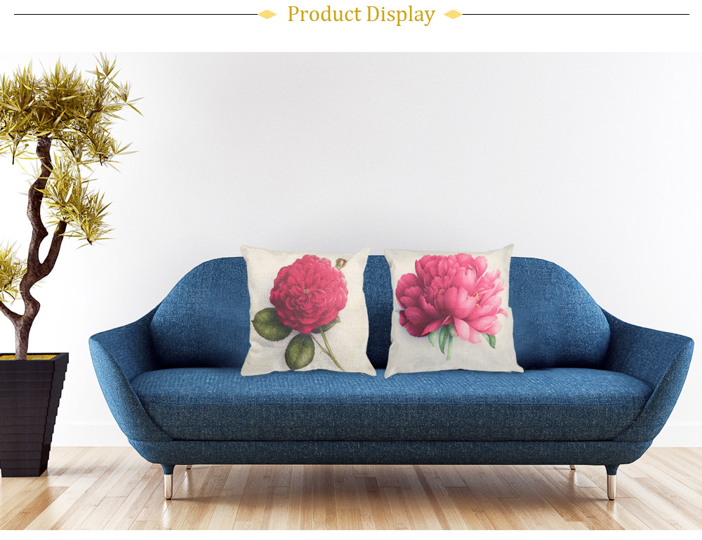 Rose Flower Pattern Cotton Linen Pillow Cushion Cover Home Decor Rose Flower Pattern Cotton Linen Pillow Cushion Cover Home Decor