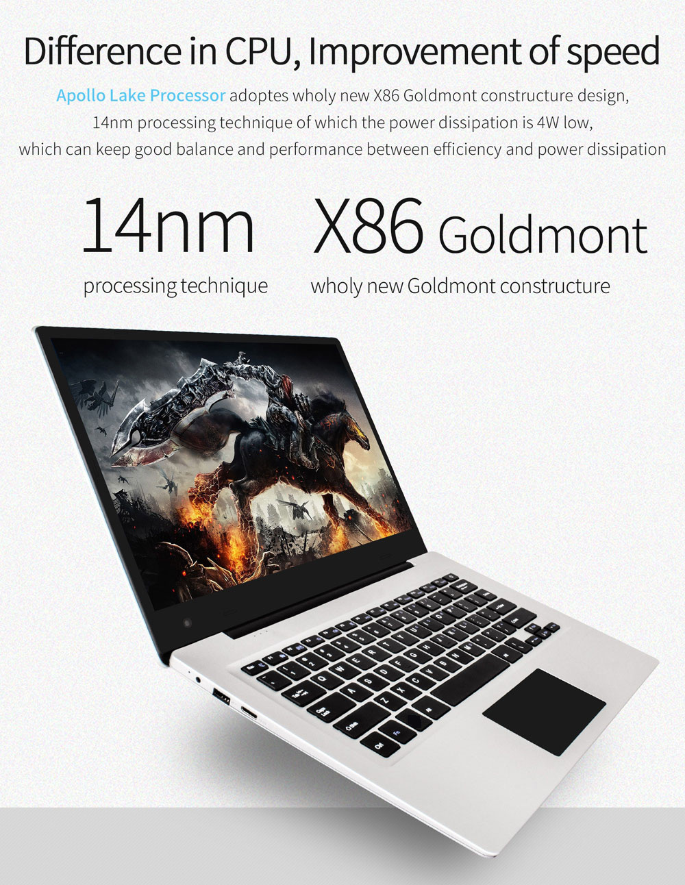 Jumper EZBOOK 3 Notebook 14.1 inch Windows 10 Home Intel Apollo Lake N3350 Dual Core 1.1GHz 4GB RAM 64GB eMMC Camera