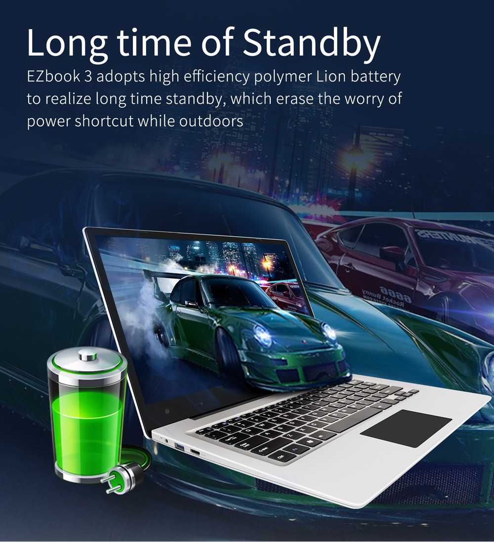 Jumper EZBOOK 3 Notebook 14.1 inch Windows 10 Home Intel Apollo Lake N3350 Dual Core 1.1GHz 4GB RAM 64GB eMMC Camera