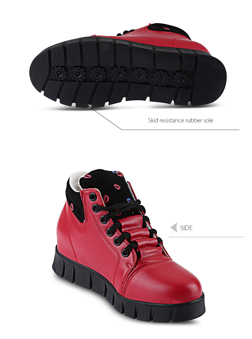 Fashionable Lips Pattern Printed Height Increasing Shoes for Women Fashionable Lips Pattern Printed Height Increasing Shoes for Women
