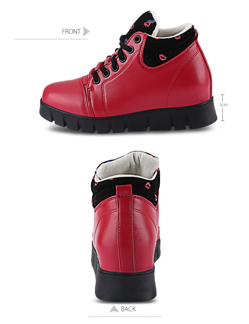 Fashionable Lips Pattern Printed Height Increasing Shoes for Women Fashionable Lips Pattern Printed Height Increasing Shoes for Women