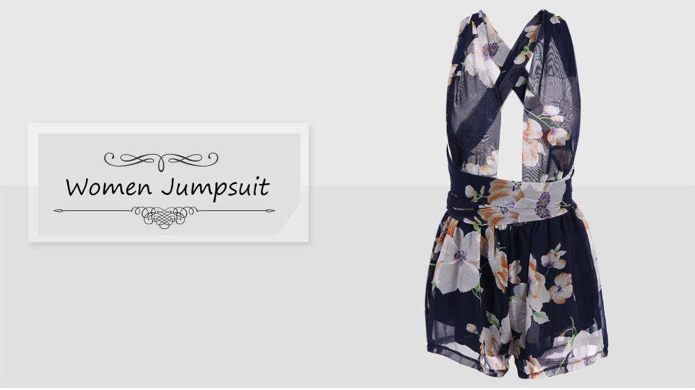 Sexy Chiffon Floral Print Jumpsuit for Women Sexy Chiffon Floral Print Jumpsuit for Women
