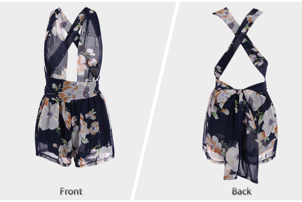 Sexy Chiffon Floral Print Jumpsuit for Women Sexy Chiffon Floral Print Jumpsuit for Women
