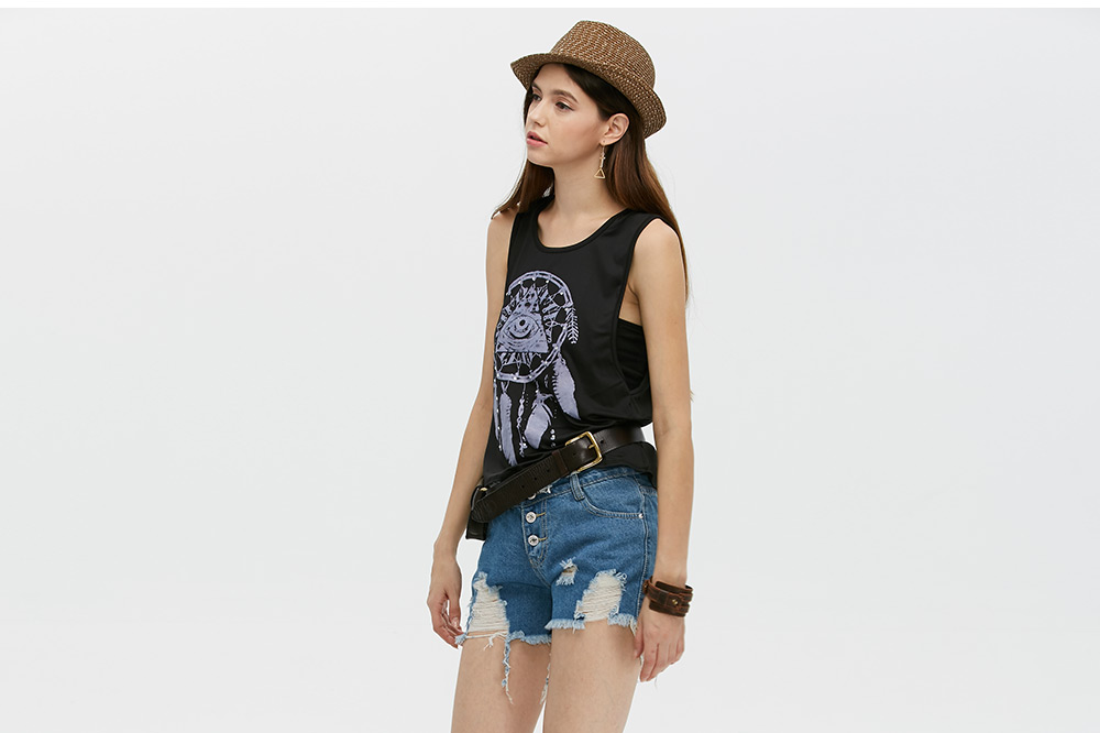 Trendy Mid Waist Button Ripped Denim Shorts for Women