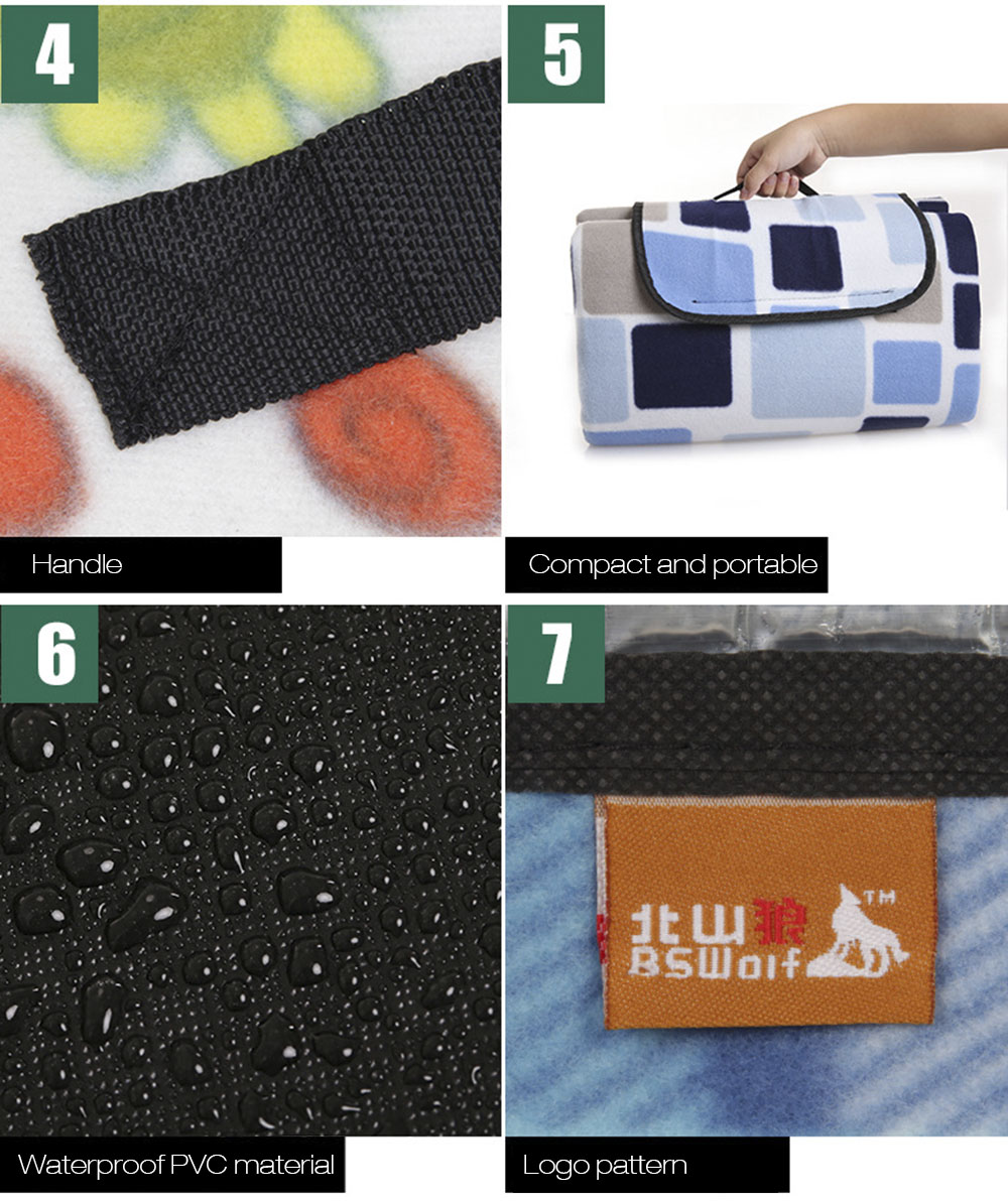 BSWOLF Multifunction Camping Hiking Mountaineering Water Resistant Thickened Picnic Mat BSWOLF Multifunction Camping Hiking Mountaineering Water Resistant Thickened Picnic Mat