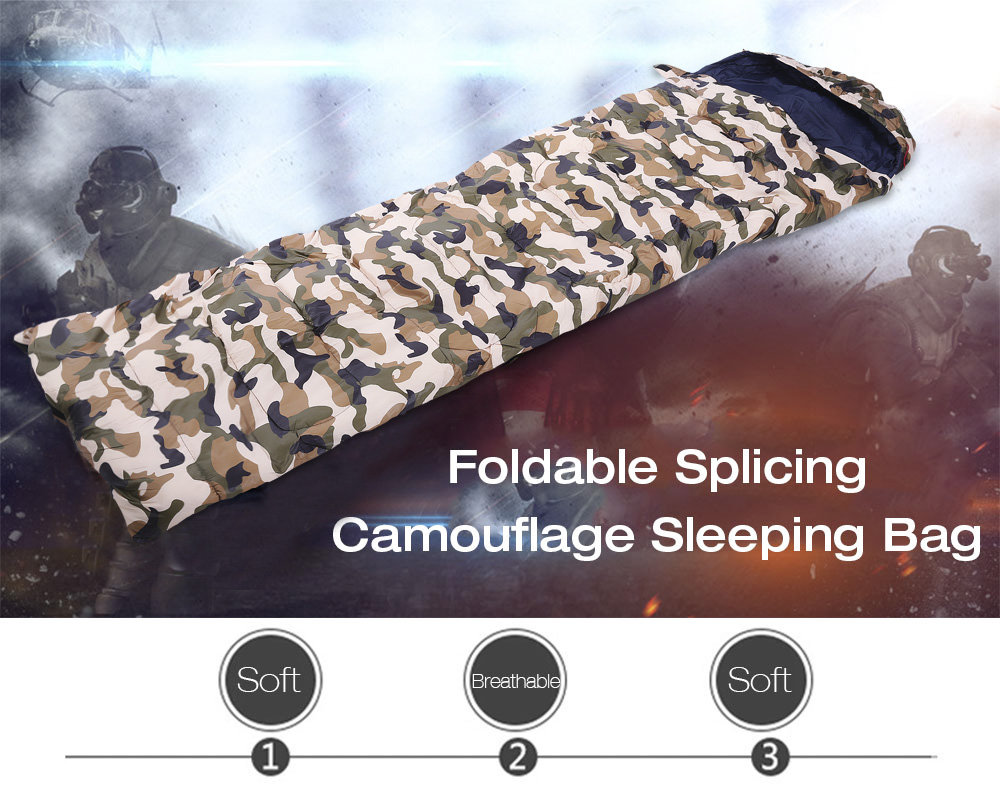 BSWOLF Outdoor Adult Foldable Splicing Water Resistant Camouflage Envelope Sleeping Bag BSWOLF Outdoor Adult Foldable Splicing Water Resistant Camouflage Envelope Sleeping Bag