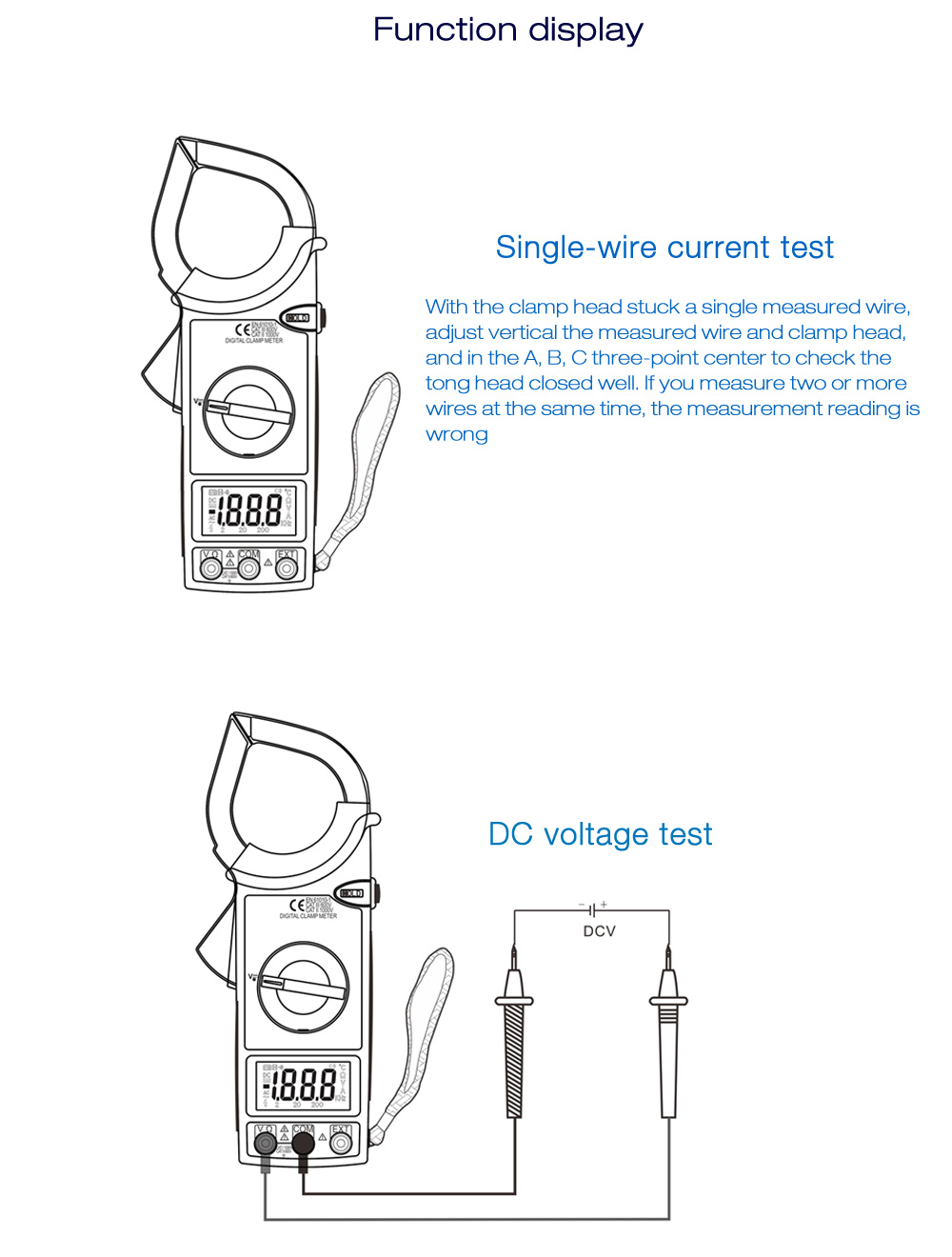 WHDZ DM6266 Digital Clamp Meter Voltage AC Current Resistance Test Multimeter WHDZ DM6266 Digital Clamp Meter Voltage AC Current Resistance Test Multimeter