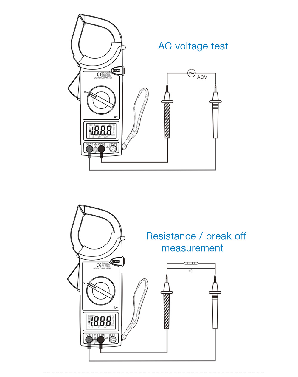 WHDZ DM6266 Digital Clamp Meter Voltage AC Current Resistance Test Multimeter WHDZ DM6266 Digital Clamp Meter Voltage AC Current Resistance Test Multimeter