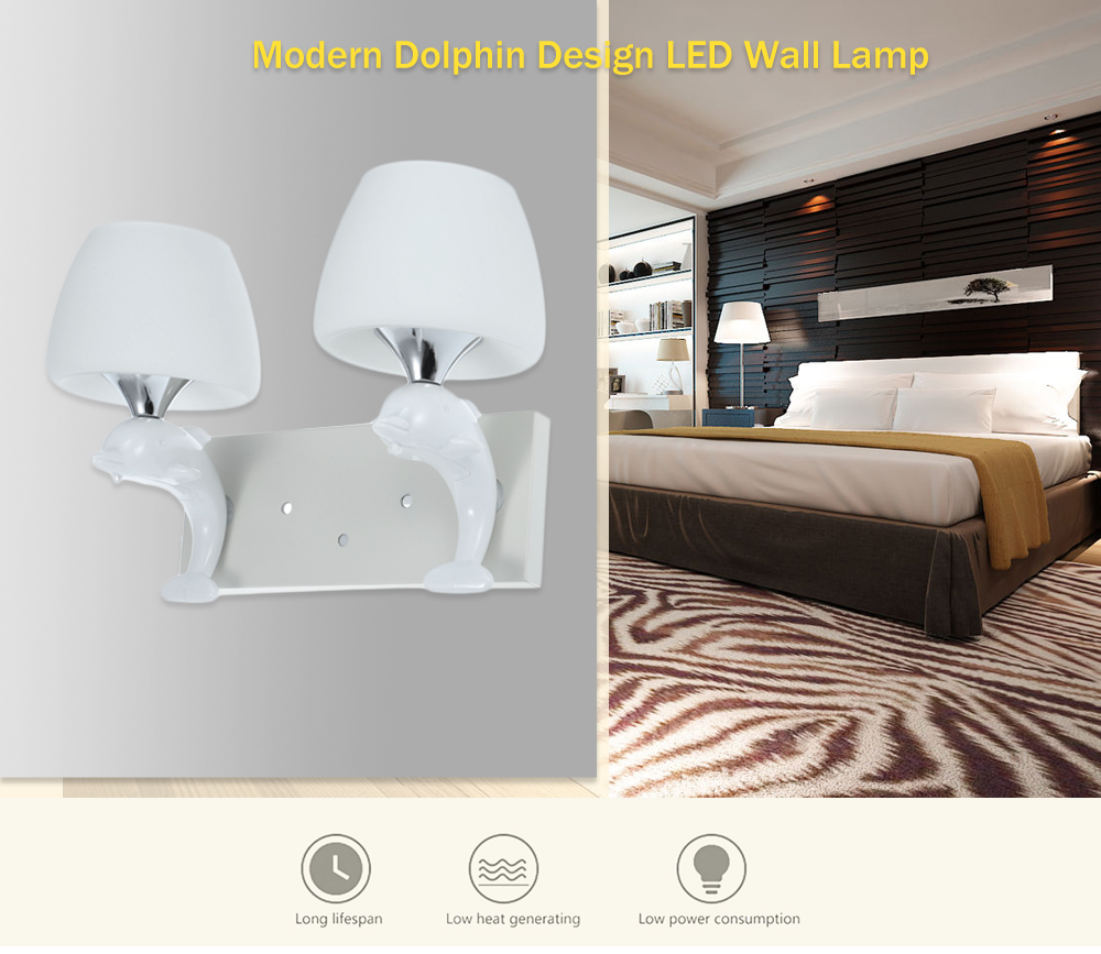 Modern Dolphin Design LED Wall Lamp Bedroom Decorate Night Light
