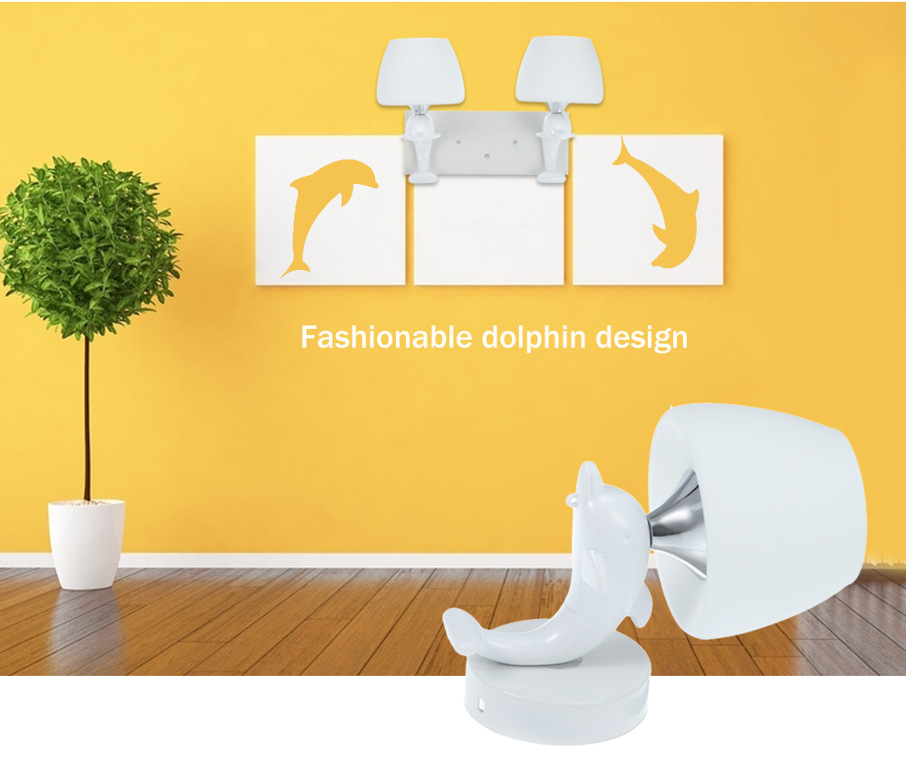 Modern Dolphin Design LED Wall Lamp Bedroom Decorate Night Light