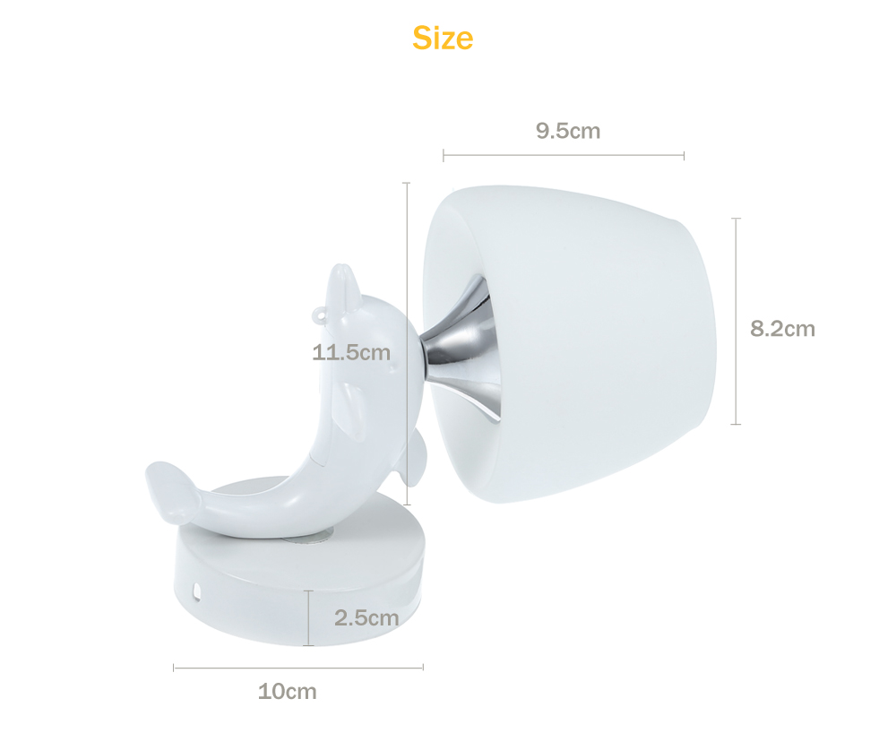 Modern Dolphin Design LED Wall Lamp Bedroom Decorate Night Light