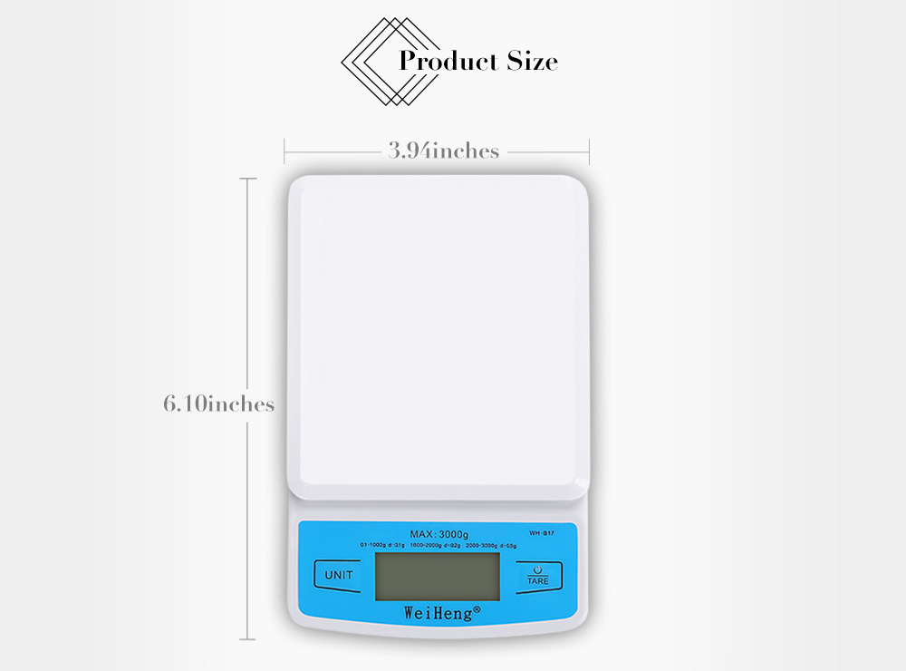 WeiHeng WH-B17 0.1g / 3kg Mini Kitchen Electronic Scale Food Weighing Tool WeiHeng WH-B17 0.1g / 3kg Mini Kitchen Electronic Scale Food Weighing Tool
