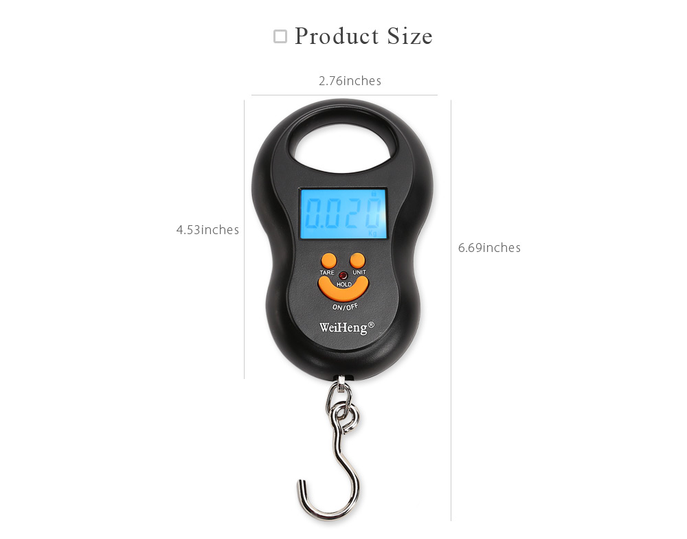 WeiHeng WH-A03L 50kg / 10g Digital LCD Electronic Hanging Scale Luggage Weighting Device WeiHeng WH-A03L 50kg / 10g Digital LCD Electronic Hanging Scale Luggage Weighting Device