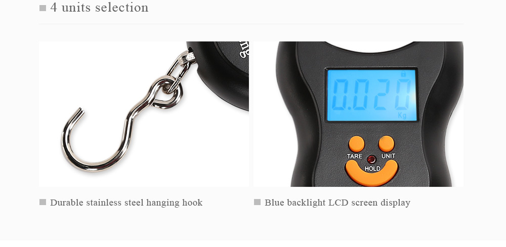 WeiHeng WH-A03L 50kg / 10g Digital LCD Electronic Hanging Scale Luggage Weighting Device WeiHeng WH-A03L 50kg / 10g Digital LCD Electronic Hanging Scale Luggage Weighting Device