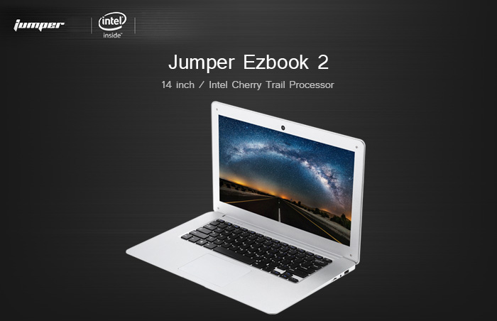 Jumper Ezbook 2 14.0 inch Ultrabook Notebook Windows 10 Intel Cherry Trail X5 Z8350 Quad Core 1.44GHz LED Screen 4GB RAM 64GB eMMC HDMI Bluetooth 4.0 Camera