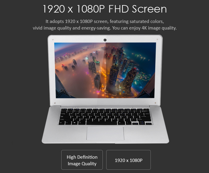 Jumper Ezbook 2 14.0 inch Ultrabook Notebook Windows 10 Intel Cherry Trail X5 Z8350 Quad Core 1.44GHz LED Screen 4GB RAM 64GB eMMC HDMI Bluetooth 4.0 Camera