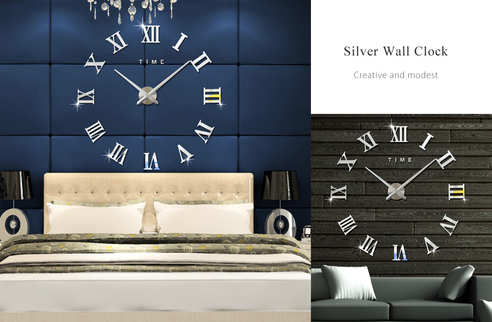 M.Sparkling 3D Mirror Effect Sticker DIY Wall Clock Roman Numeral Scales M.Sparkling 3D Mirror Effect Sticker DIY Wall Clock Roman Numeral Scales