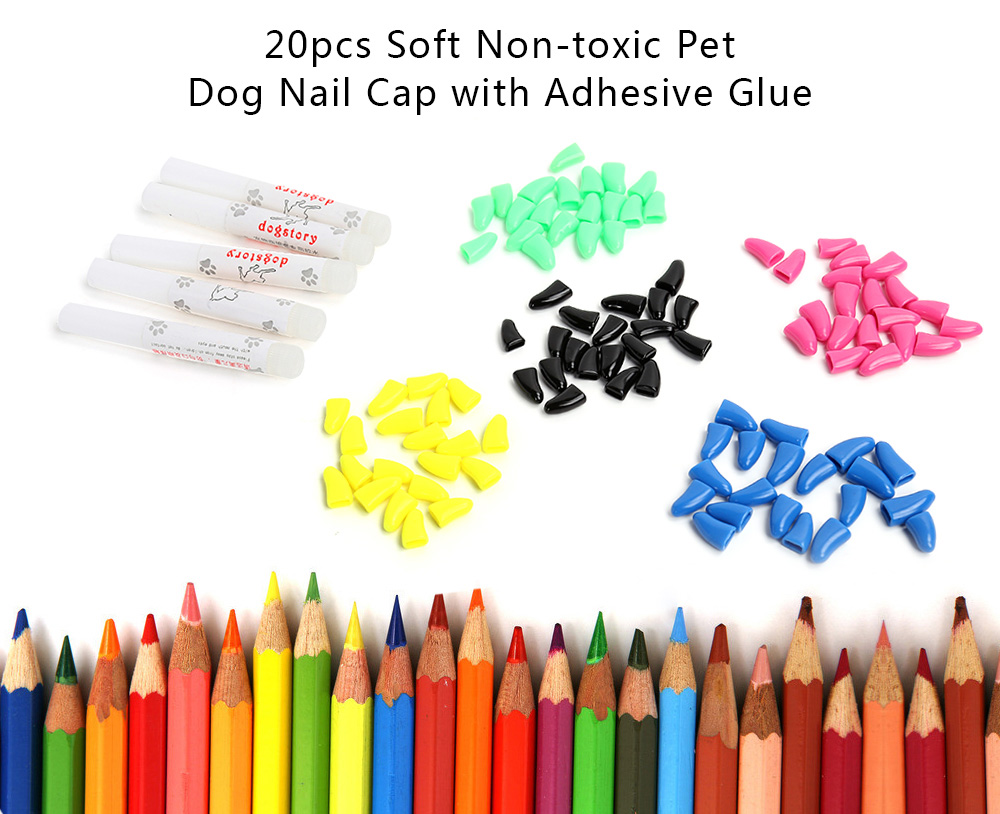 20pcs Pet Dog Nail Caps Claw Control Protector Cover with Adhesive Glue 20pcs Pet Dog Nail Caps Claw Control Protector Cover with Adhesive Glue
