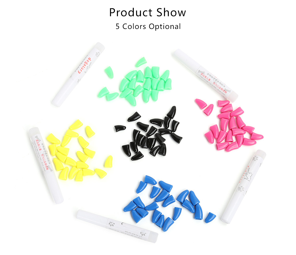 20pcs Pet Dog Nail Caps Claw Control Protector Cover with Adhesive Glue 20pcs Pet Dog Nail Caps Claw Control Protector Cover with Adhesive Glue