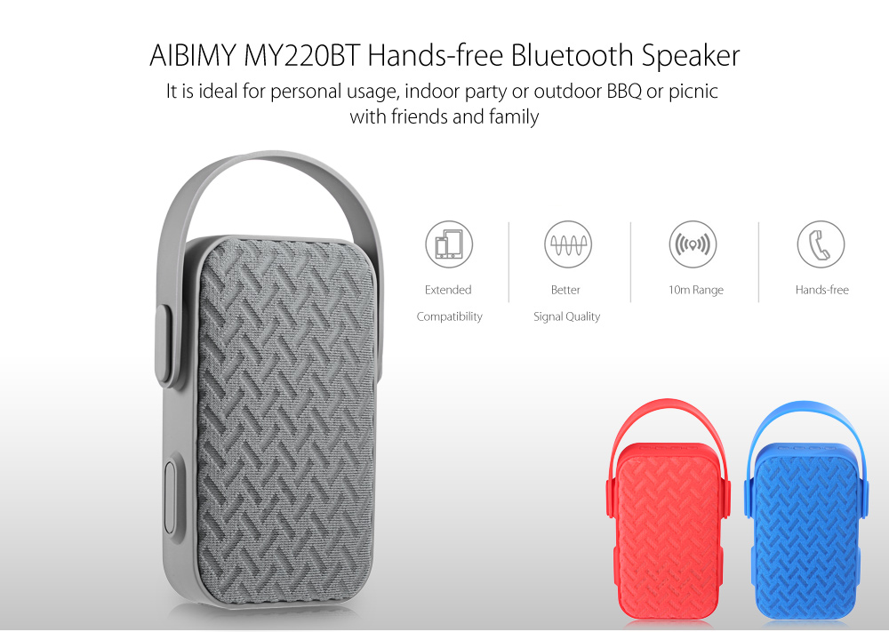 AIBIMY MY220BT Portable Bluetooth Speaker with Hands-free AUX Input USB TF Card Slot