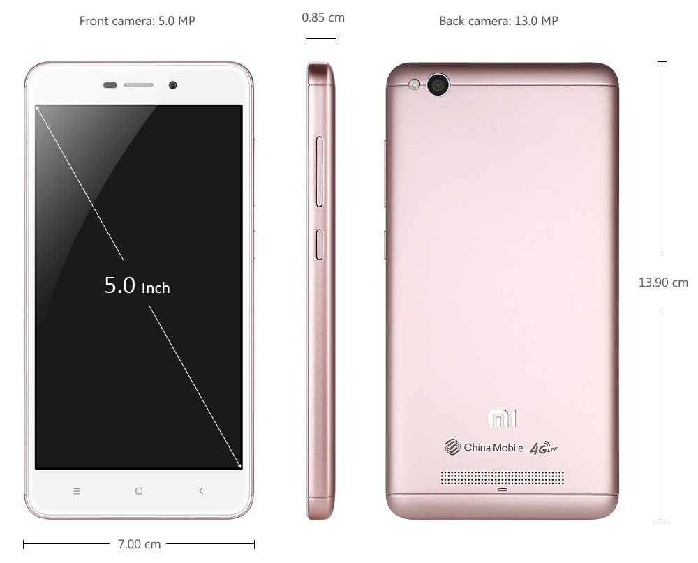 Xiaomi Redmi 4A 5.0 inch 4G Smartphone MIUI 8 Snapdragon 425 Quad Core 1.4GHz 2GB RAM 16GB ROM 13.0MP Rear Camera Bluetooth 4.1 Infrared Gyroscope