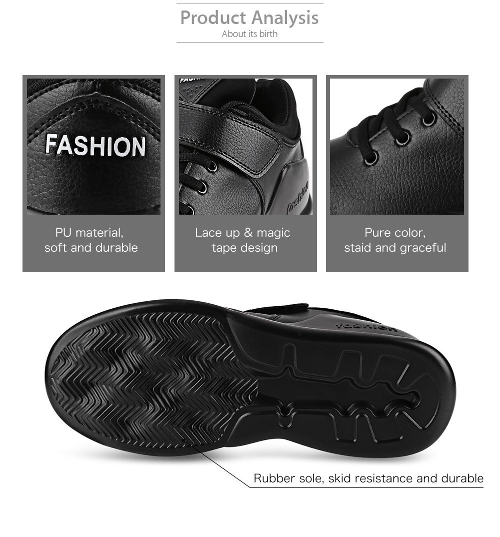 Casual Solid Color Magic Tape Lace Up Platform Sports Shoes for Men Casual Solid Color Magic Tape Lace Up Platform Sports Shoes for Men