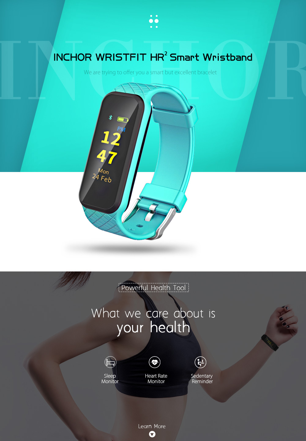 INCHOR WRISTFIT HR2 Colorful TFT Screen Heart Rate Monitor Smart Bracelet INCHOR WRISTFIT HR2 Colorful TFT Screen Heart Rate Monitor Smart Bracelet