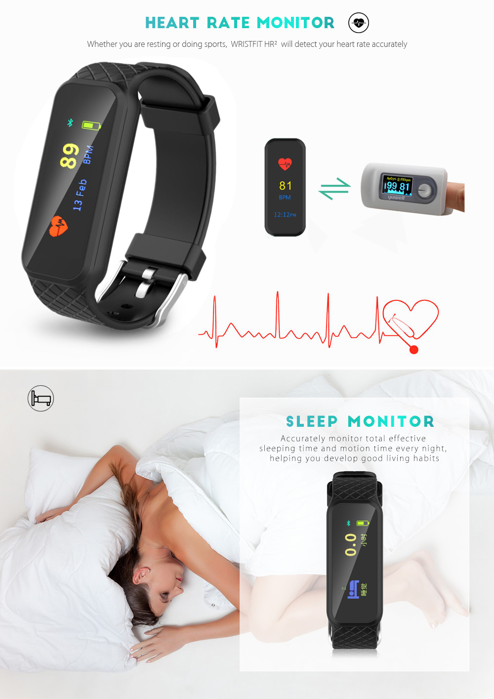 INCHOR WRISTFIT HR2 Colorful TFT Screen Heart Rate Monitor Smart Bracelet INCHOR WRISTFIT HR2 Colorful TFT Screen Heart Rate Monitor Smart Bracelet