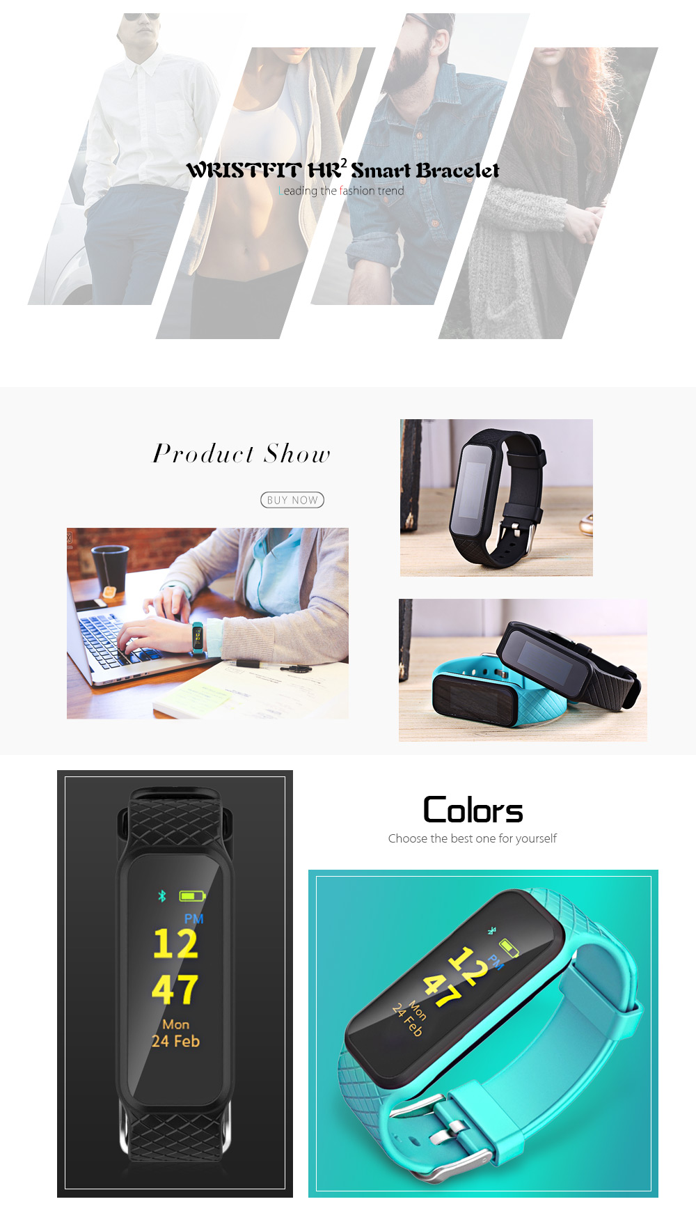 INCHOR WRISTFIT HR2 Colorful TFT Screen Heart Rate Monitor Smart Bracelet INCHOR WRISTFIT HR2 Colorful TFT Screen Heart Rate Monitor Smart Bracelet