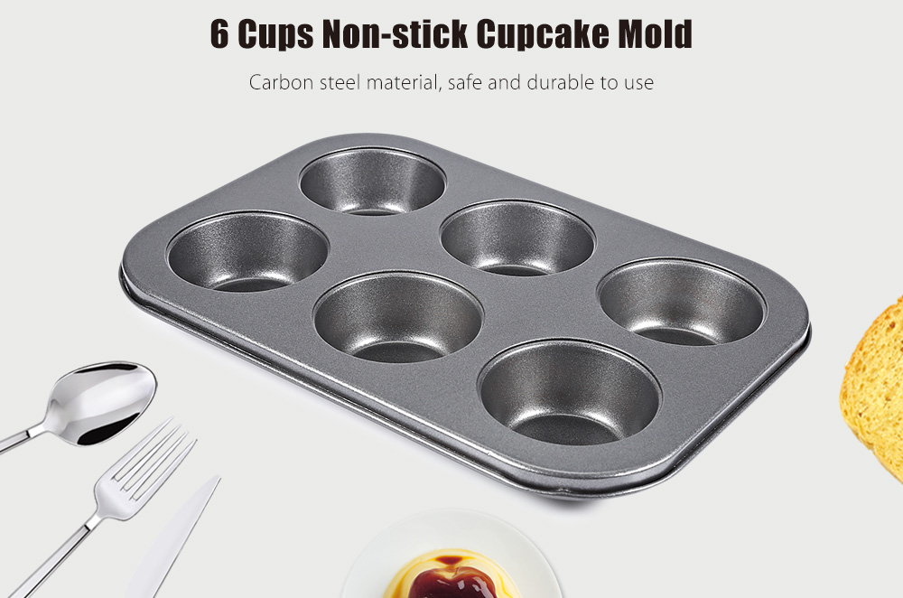 6 Cups Non-stick Steel Muffin Cupcake Pan Mold for Egg Tart Baking Tool 6 Cups Non-stick Steel Muffin Cupcake Pan Mold for Egg Tart Baking Tool