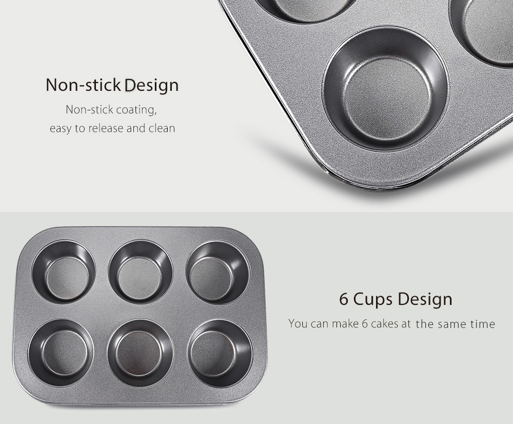 6 Cups Non-stick Steel Muffin Cupcake Pan Mold for Egg Tart Baking Tool 6 Cups Non-stick Steel Muffin Cupcake Pan Mold for Egg Tart Baking Tool