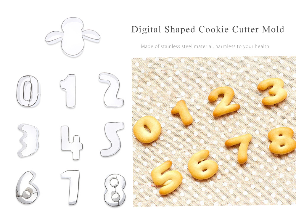 10pcs Stainless Steel Digital Shaped Cookie Cutter Fondant Cake Mold 10pcs Stainless Steel Digital Shaped Cookie Cutter Fondant Cake Mold