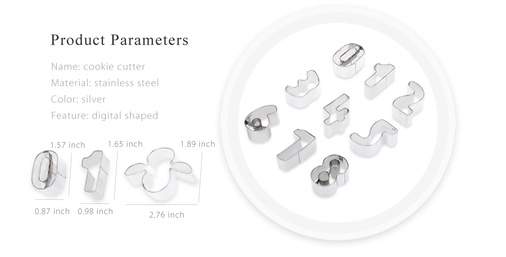 10pcs Stainless Steel Digital Shaped Cookie Cutter Fondant Cake Mold 10pcs Stainless Steel Digital Shaped Cookie Cutter Fondant Cake Mold