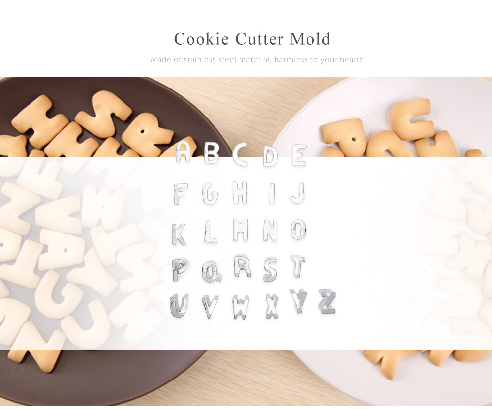 26 Letters Alphabet Stainless Steel Cookie Cutter Fondant Cake Mold 26 Letters Alphabet Stainless Steel Cookie Cutter Fondant Cake Mold