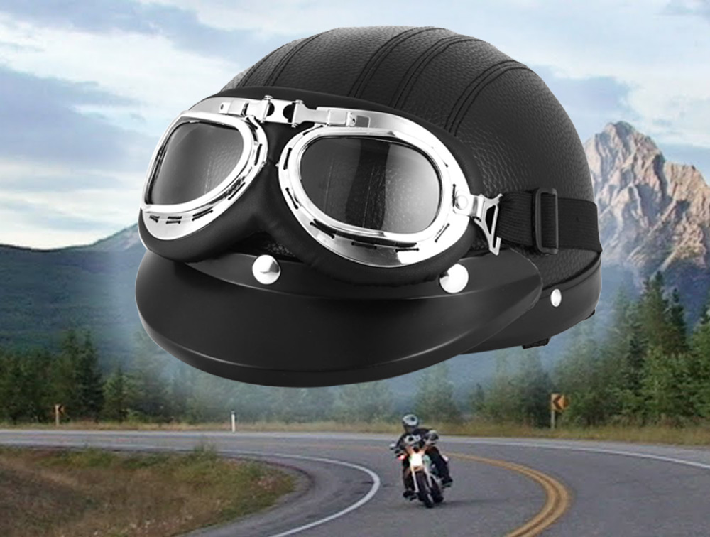 Retro Style Motorcycle Motorbike Helmet 54 - 60CM with Goggles Sun Shield Retro Style Motorcycle Motorbike Helmet 54 - 60CM with Goggles Sun Shield