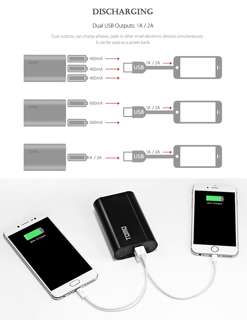 TOMO T3 DIY Smart Power Bank 3 x 18650 Li-ion Battery Micro USB 8 Pin Dual Input / Output Charger